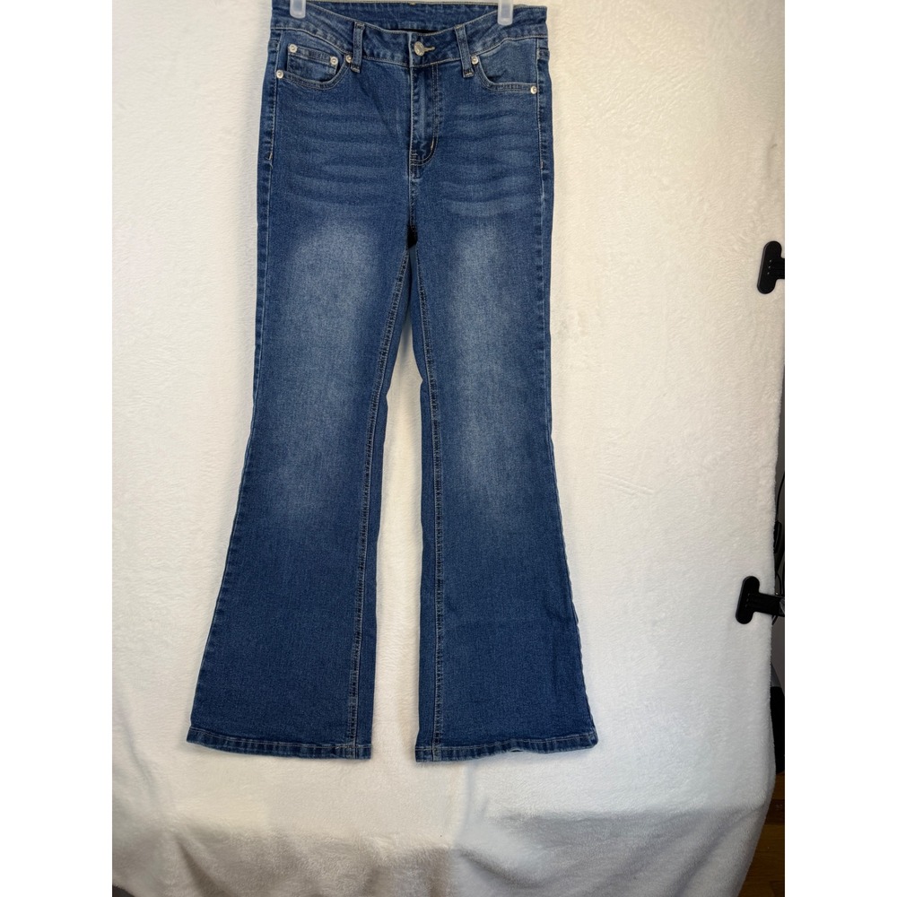 Carbon Womens High Rise Flare Jeans Medium Wash Blue Size 3 Retro Wide Leg - Picture 2 of 9
